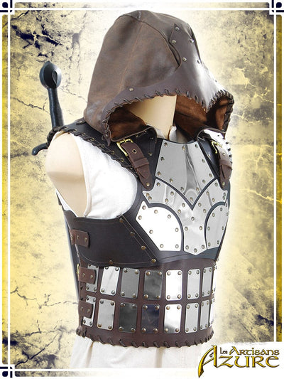 Scoundrel Armor with Hood and Stainless Steel Plate Armors Les Artisans d'Azure Medium Brown 