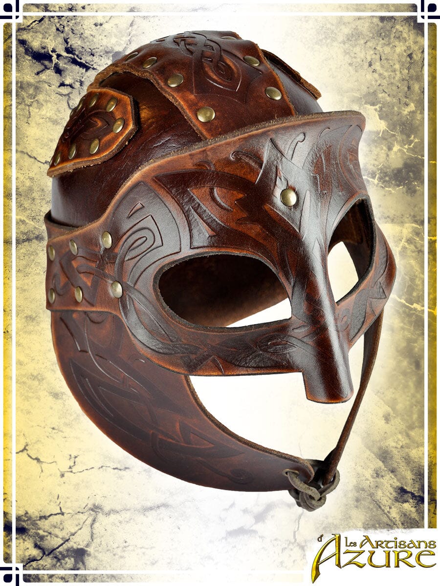 Viking Helmet Leather Helmets Les Artisans d'Azure Medium Brown 