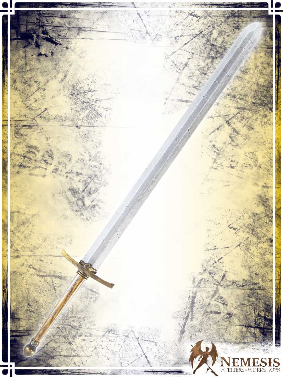 Knight's Sword Swords (Web) Ateliers Nemesis - Artisan Notched Brass Bastard Wooden Handle