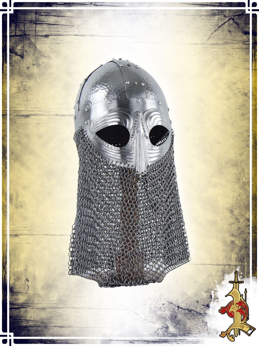 Viking Vendel Helm with Hammered Detail and Camail 18ga - LB