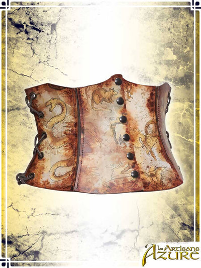 Long Corset Belt Manuscript – Fantastic Bestiary Corsets & Large Belts Les Artisans d'Azure 