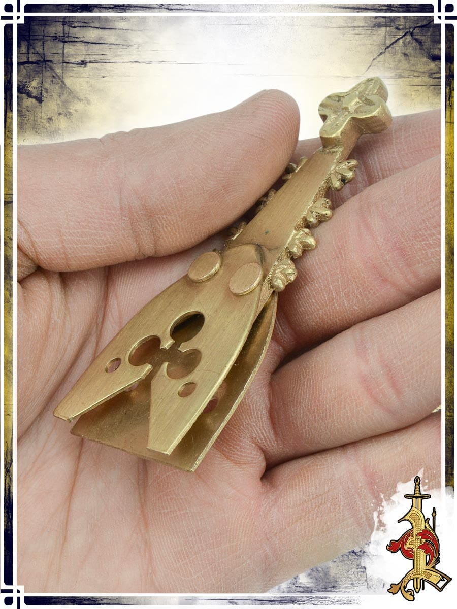 Medieval Belt Chape with Clover Inset - LB Buckles & Belt Tips Lord of Battles 