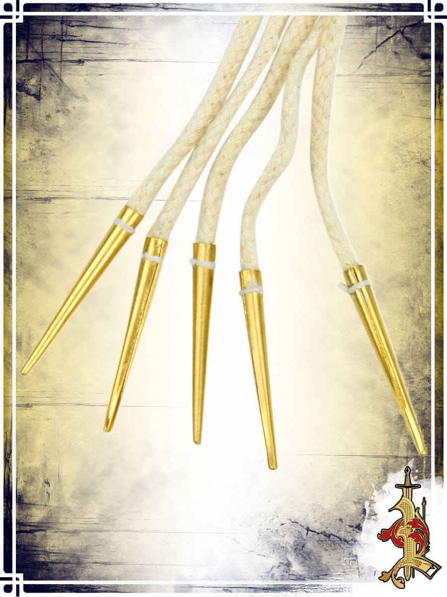 Brass Aglets with Cord 56'' - Natural (Set of 5) Reenactment Hardware Lord of Battles 