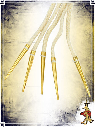 Brass Aglets with Cord 56'' - Natural (Set of 5) Reenactment Hardware Lord of Battles 