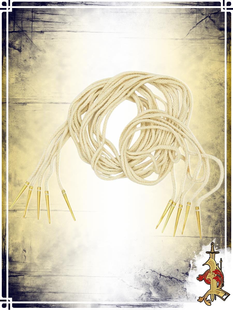 Brass Aglets with Cord 56'' - Natural (Set of 5) Reenactment Hardware Lord of Battles 