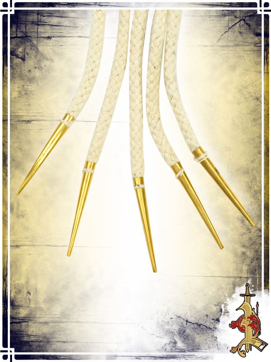 Brass Aglets with Cord 21'' - Natural - LB (Set of 5) Reenactment Hardware Lord of Battles 