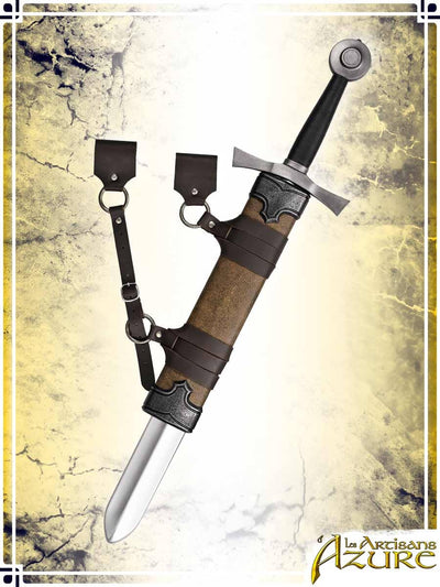 Man-at-Arms' Scabbard - Short Deluxe Scabbards Les Artisans d'Azure Brown|Steel Short Left Hand