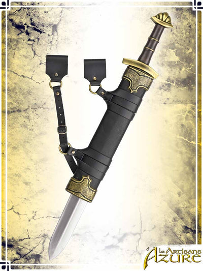 Man-at-Arms' Scabbard - Short Deluxe Scabbards Les Artisans d'Azure Black|Gold Short Left Hand