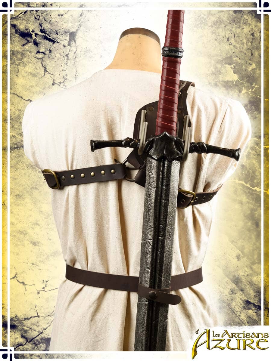 Back Scabbard with Hooks Scabbards Les Artisans d'Azure Brown Right Hand 