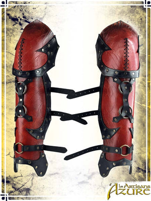 Chaos Greaves with Knees Leather Greaves Les Artisans d'Azure Red 