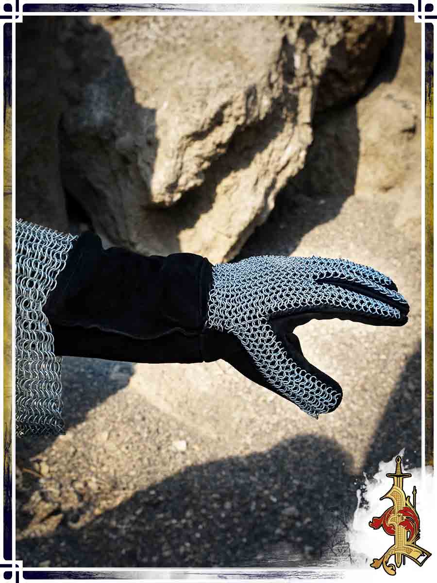 Leather Gloves with Chainmail Plate Bracers Lord of Battles 