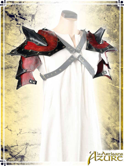 Chaos Pauldrons Leather Pauldrons Les Artisans d'Azure Red 