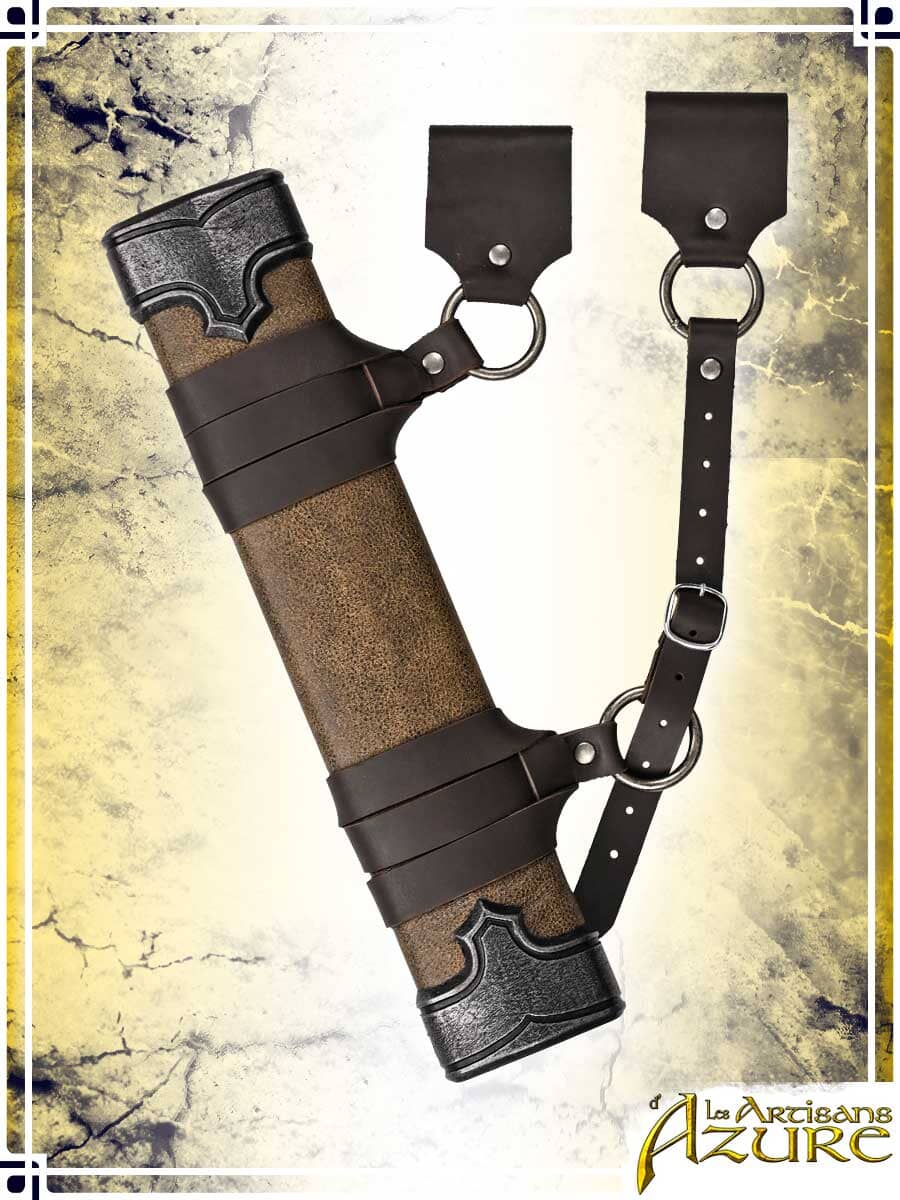 Man-at-Arms' Scabbard - Short Deluxe Scabbards Les Artisans d'Azure Brown|Steel Short Right Hand