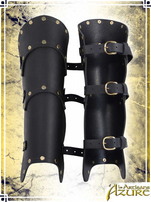 Baudouin Greaves Leather Greaves Les Artisans d'Azure Black 