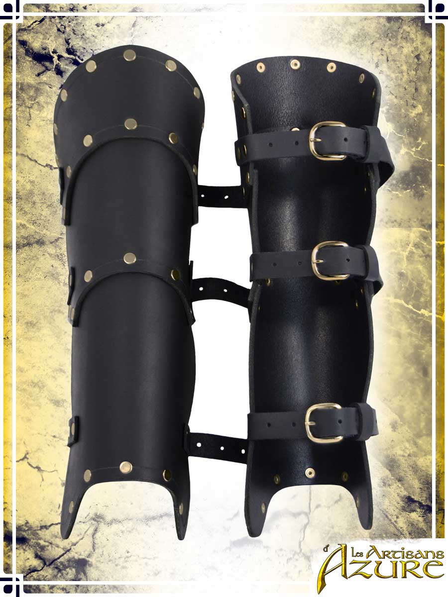 Baudouin Greaves Leather Greaves Les Artisans d'Azure Black 