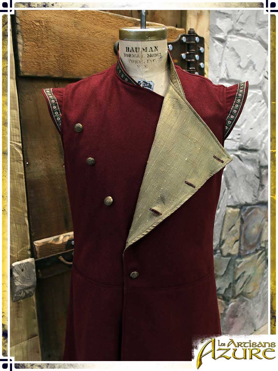 Unique Striking Red Sleeveless Coat Unique Sets Les Artisans d'Azure 