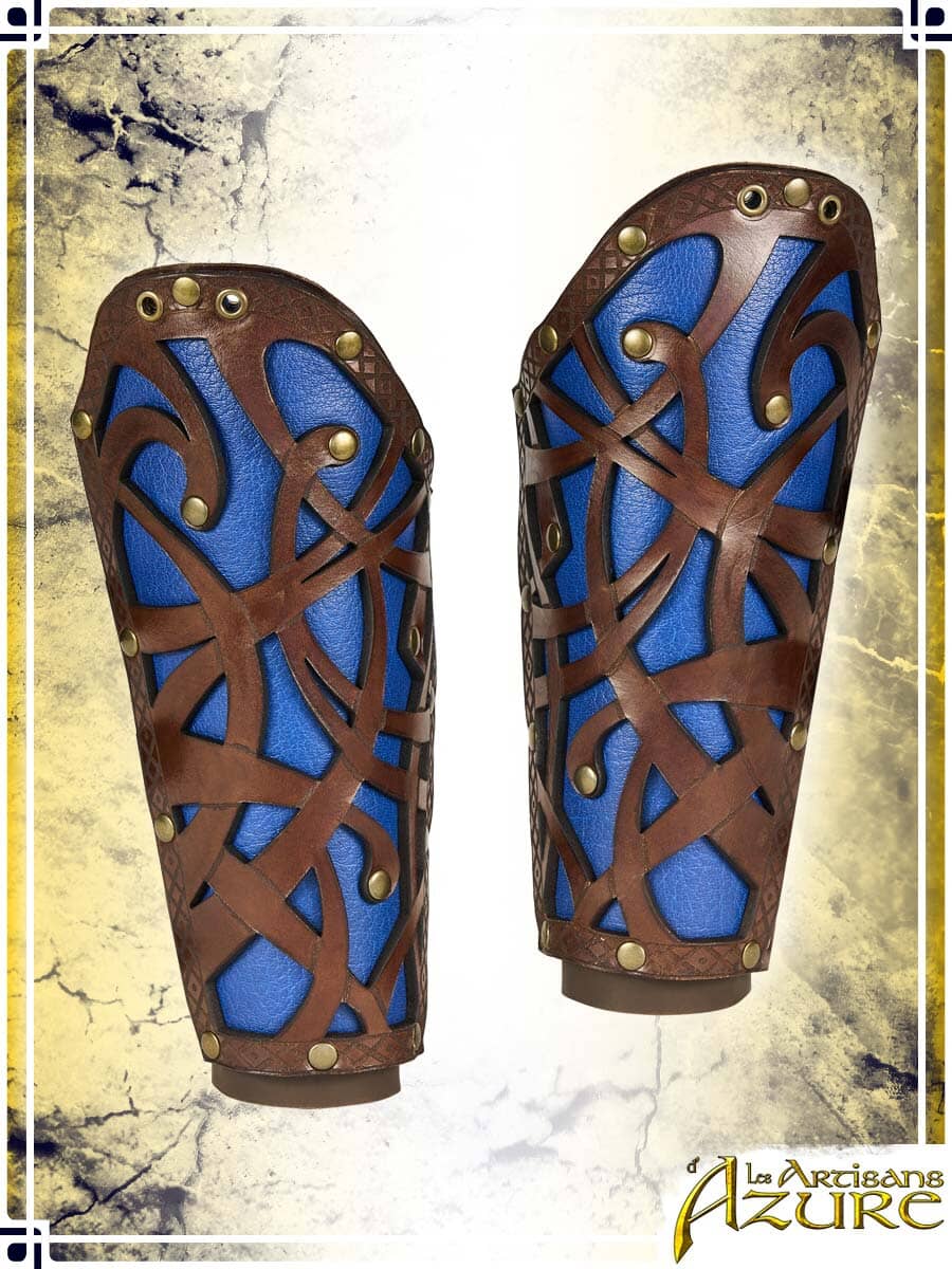 Lord's Bracers Leather Bracers Les Artisans d'Azure Medium|Large Brown|Blue 