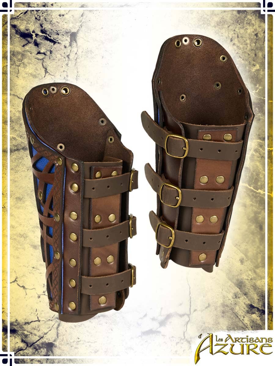 Lord's Bracers Leather Bracers Les Artisans d'Azure XLarge|2XLarge Brown|Blue 