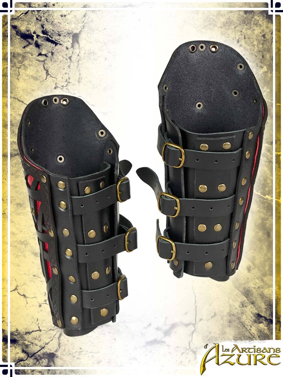 Lord's Bracers Leather Bracers Les Artisans d'Azure XLarge|2XLarge Black|Red 