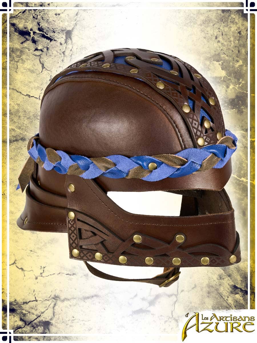 Lord's Helmet Leather Helmets Les Artisans d'Azure Medium Brown|Blue 