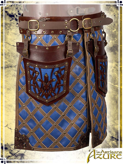 Lord's Skirt with Tassets Combat Belts Les Artisans d'Azure 2XLarge Brown|Blue 