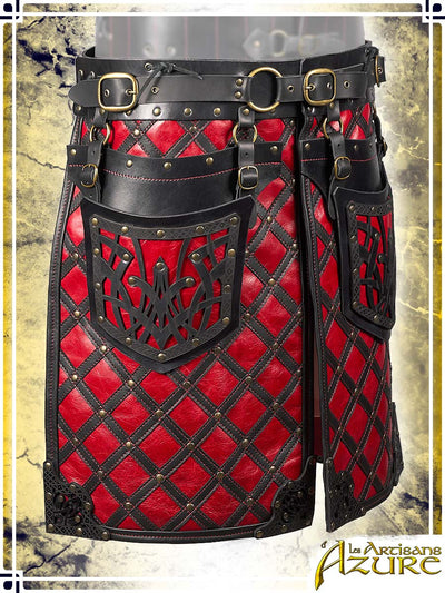 Lord's Skirt with Tassets Combat Belts Les Artisans d'Azure Medium Black|Red 