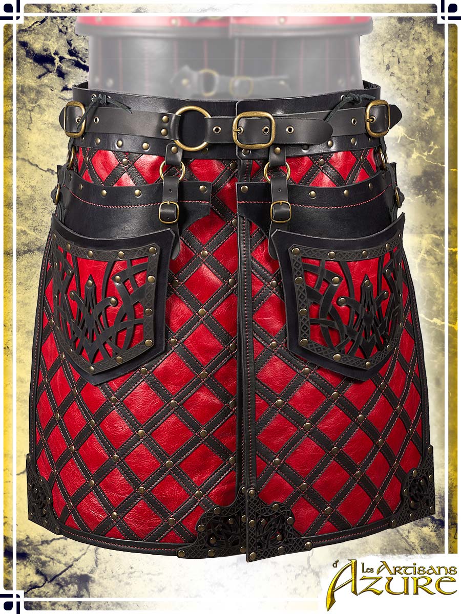 Lord's Skirt with Tassets Combat Belts Les Artisans d'Azure Large Black|Red 