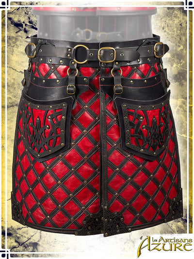 Lord's Skirt with Tassets Combat Belts Les Artisans d'Azure Large Black|Red 