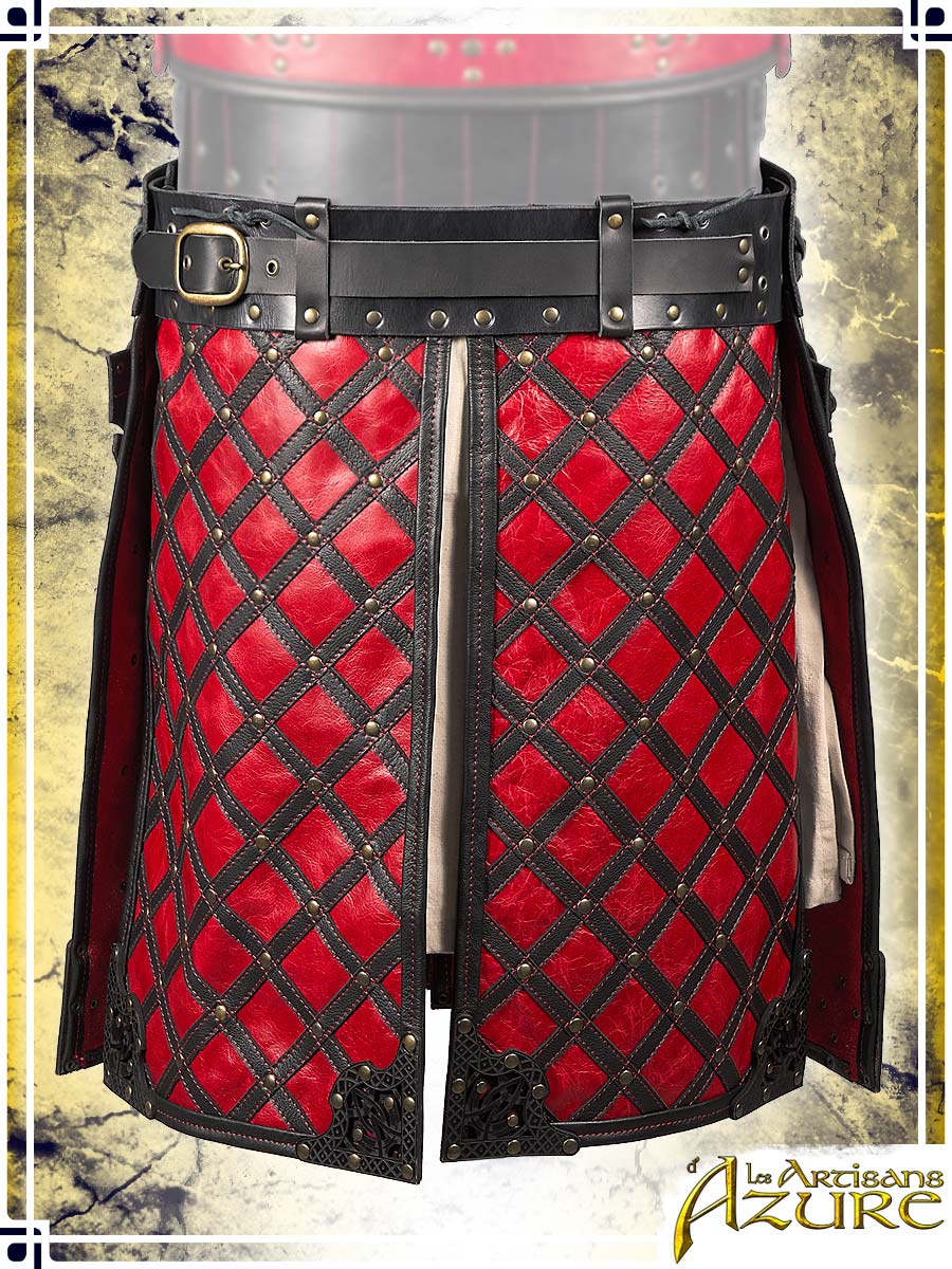 Lord's Skirt with Tassets Combat Belts Les Artisans d'Azure XLarge Black|Red 