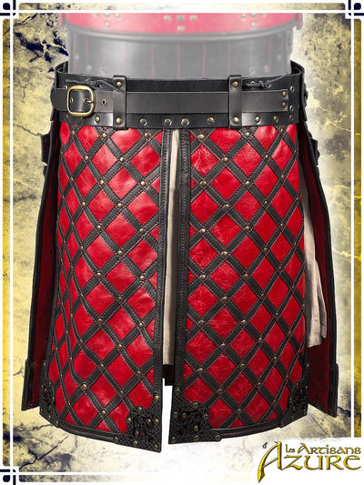 Lord's Skirt with Tassets Combat Belts Les Artisans d'Azure XLarge Black|Red 