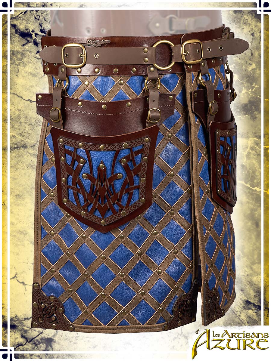 Lord's Skirt with Tassets Combat Belts Les Artisans d'Azure Medium Brown|Blue 