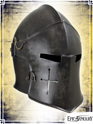 Visored Barbuta Plate Helmets Epic Armoury Medium Black 