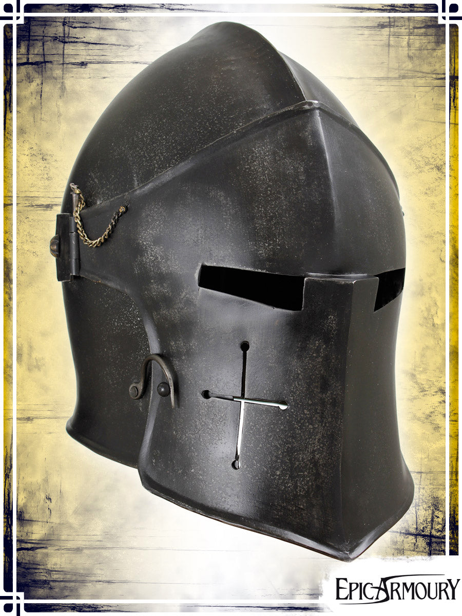 Visored Barbuta Plate Helmets Epic Armoury Medium Black 