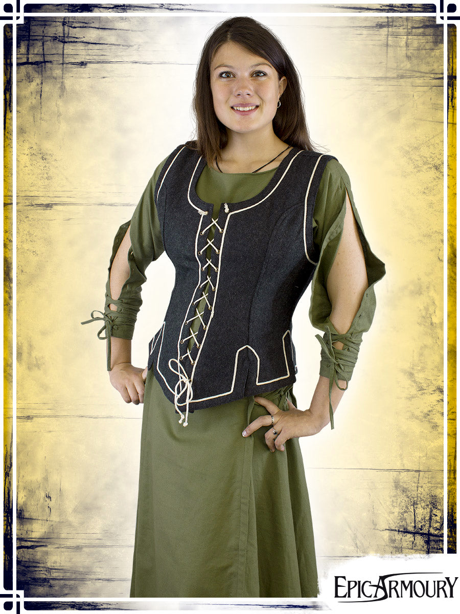 Ladies Medieval Vest Corsets & Large Belts Epic Armoury Small Grey 