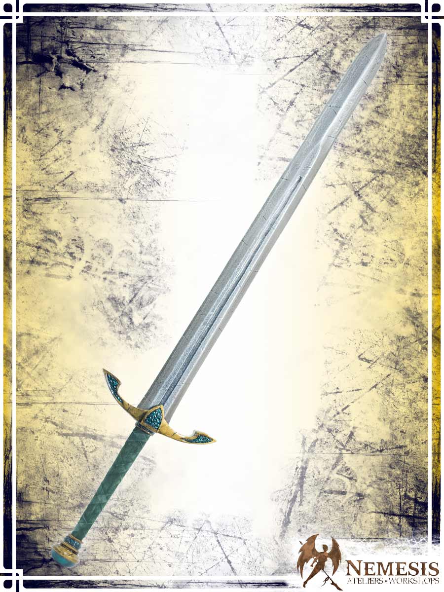 Gem Slash Sword Swords (Web) Ateliers Nemesis - Athena Emerald Green Bastard Notched Finish