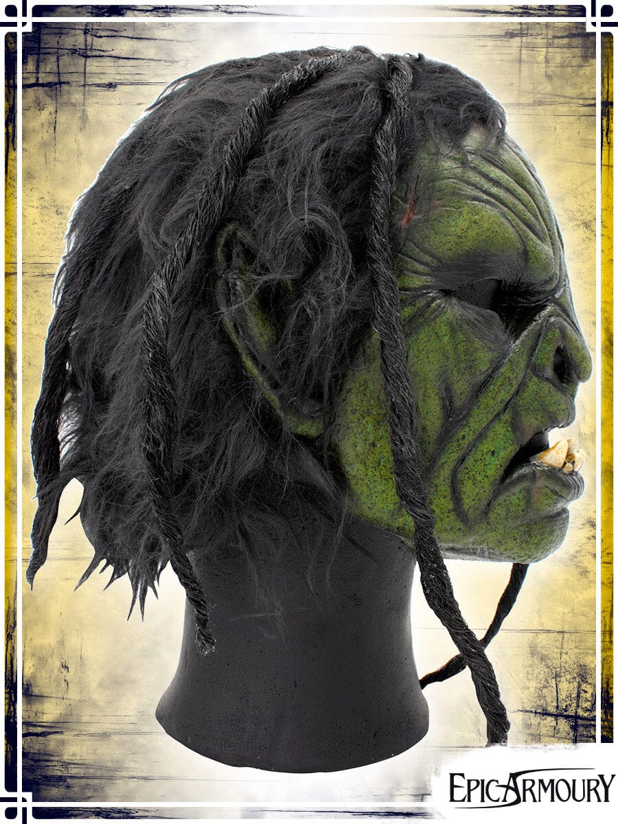 Green Orc Brute Mask with Hair (Medium) Latex Masks Epic Armoury 