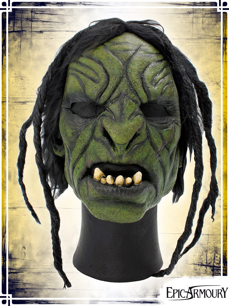 Green Orc Brute Mask with Hair (Medium) Latex Masks Epic Armoury 