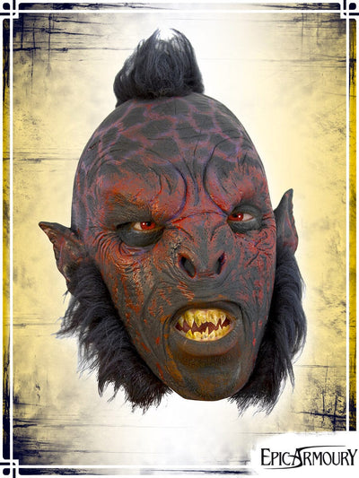 Carnal Orc Mask with hair - Red (Medium) Latex Masks Epic Armoury 