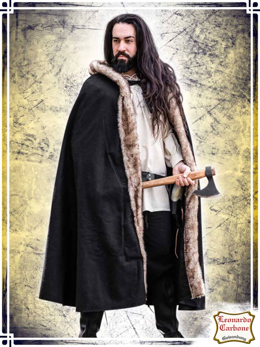 Fjell Cape with Fake Fur - Black Capes Leonardo Carbone 