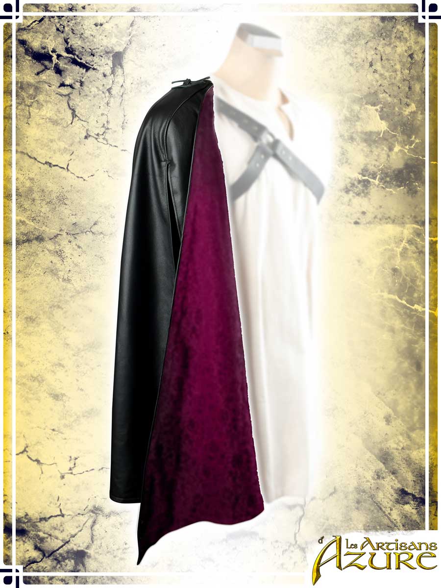 Assassin's Leather Half-Cape Capes Les Artisans d'Azure Raspberry red 