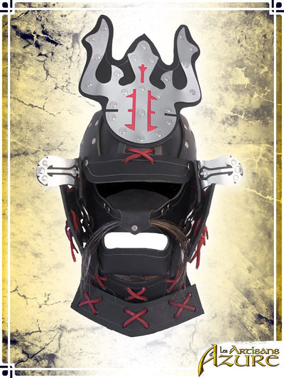 Samurai Helm Leather Helmets Les Artisans d'Azure Black|Red 