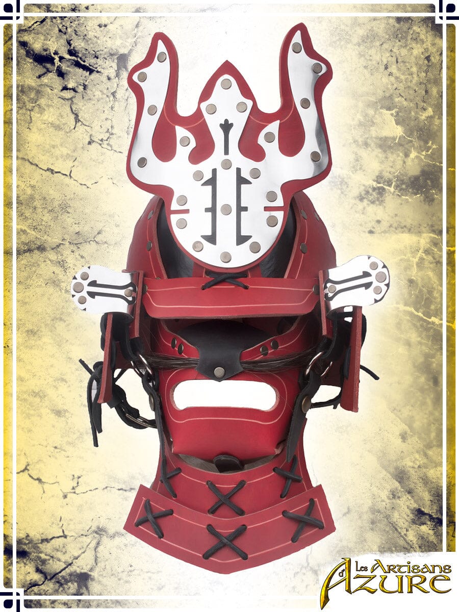 Samurai Helm Leather Helmets Les Artisans d'Azure Red|Black 