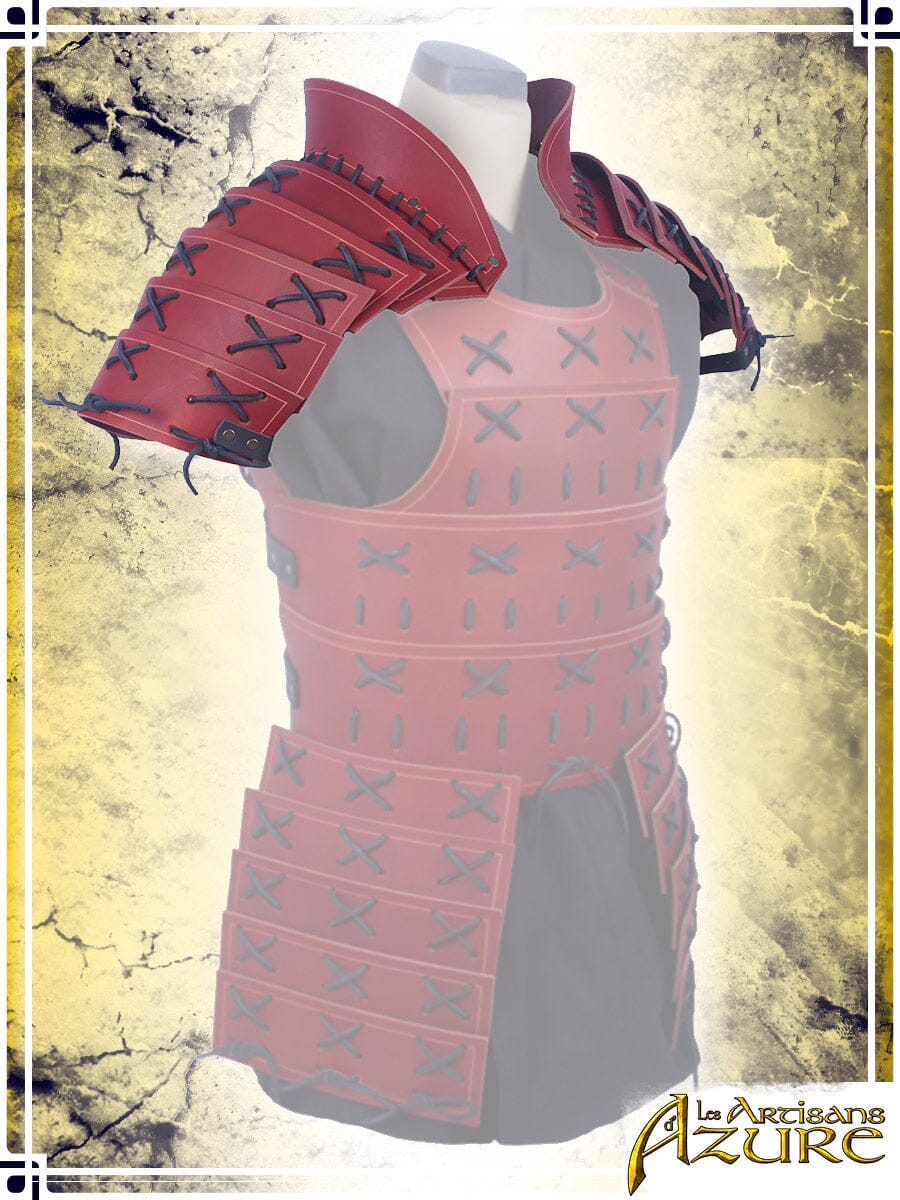 Samurai Pauldrons Leather Pauldrons Les Artisans d'Azure Red|Black 