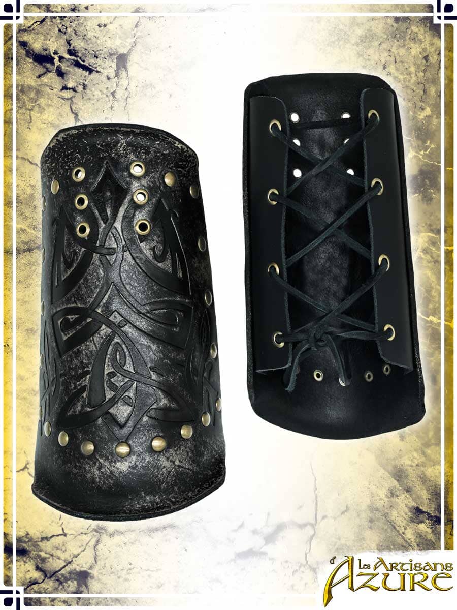 Viking Bracers with Mitons - Ashen Leather Bracers Les Artisans d'Azure 