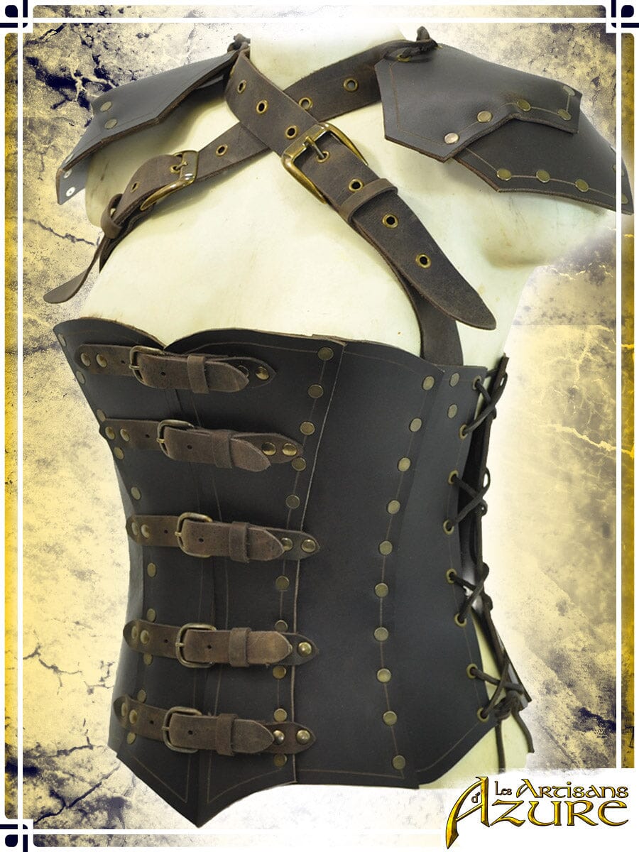Armor Corset with Pauldrons Female Armors Les Artisans d'Azure Brown Small 