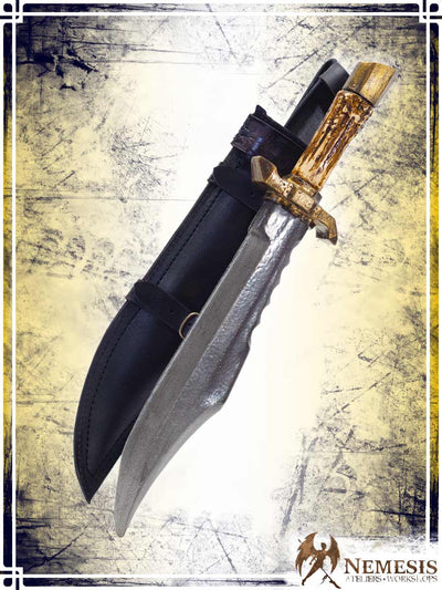 Athena Scabbard - Bowie Knife Deluxe Scabbards Ateliers Nemesis - Athena Black leather 