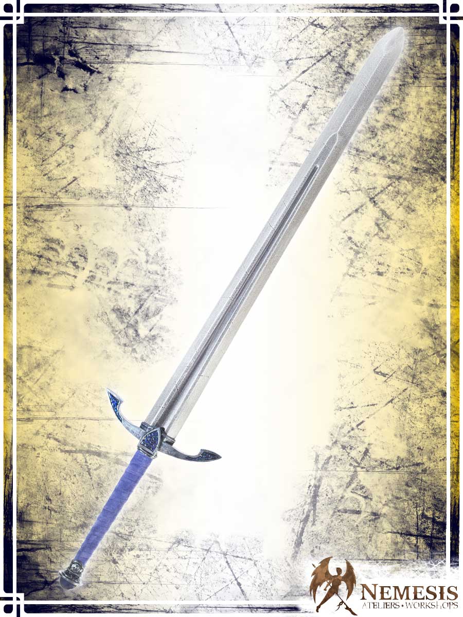 Gem Slash Sword Swords Ateliers Nemesis - Artisan Sapphire Bastard Notched Finish