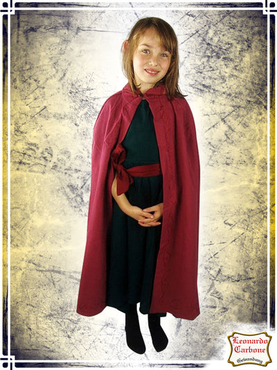 Kid Cotton Cape with Embroidery Youth Capes Leonardo Carbone Red 