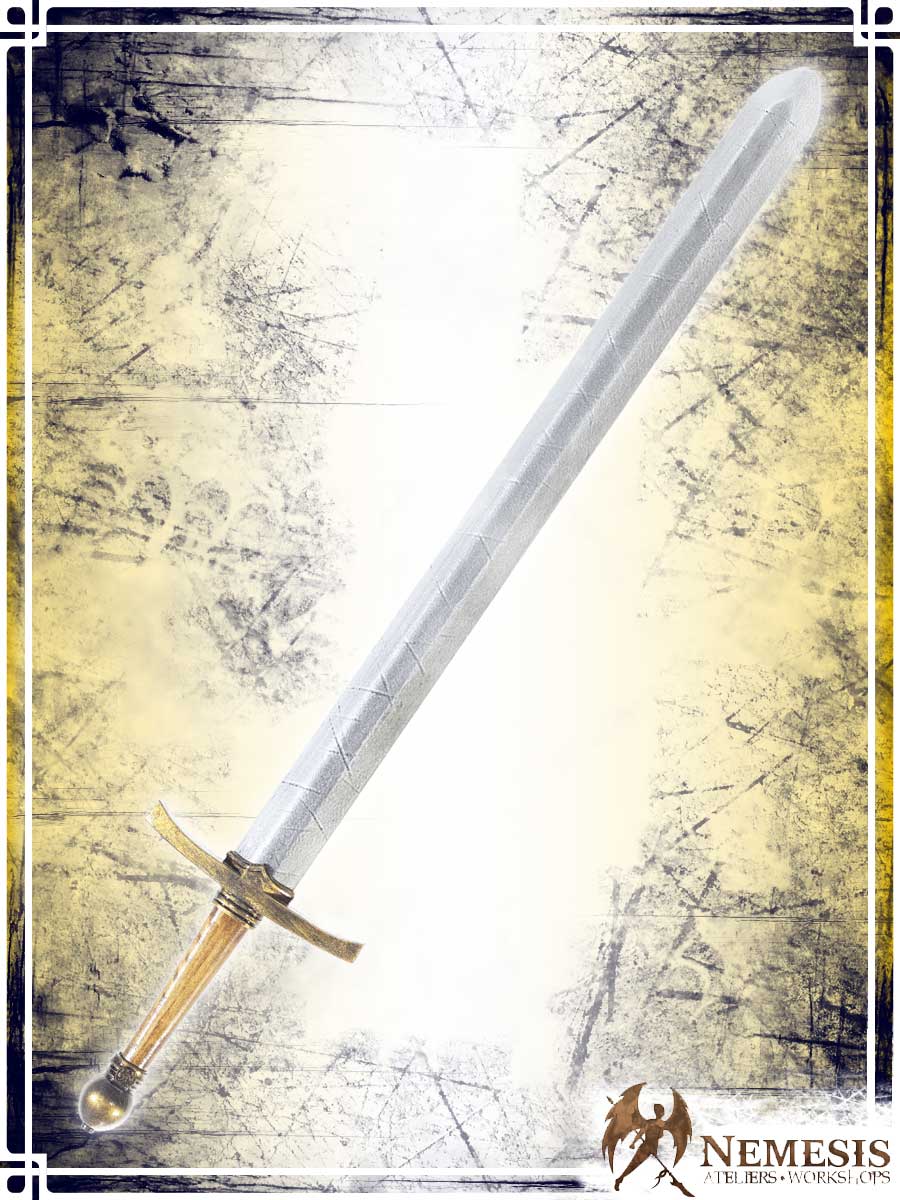 Knight's Sword Swords Ateliers Nemesis - Artisan Notched Brass Medium Wooden Handle