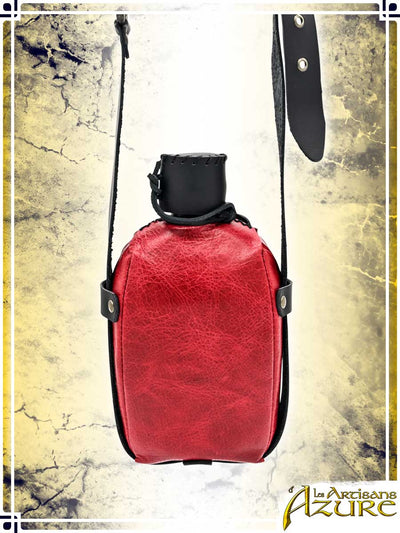 Leather Canteen Flasks & Bottles Les Artisans d'Azure Red 